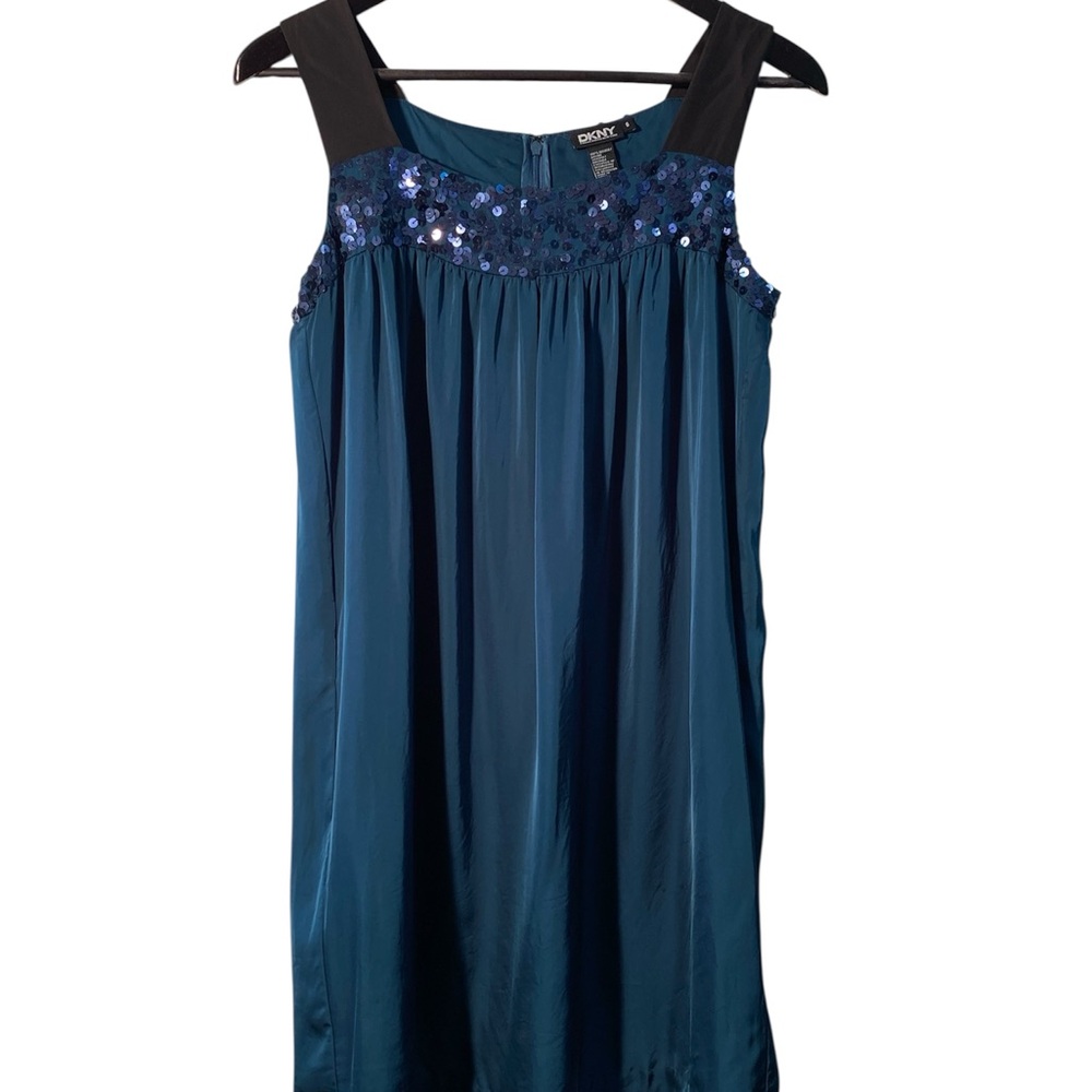 DKNY Teal and Bacy Sequin Mini Dress